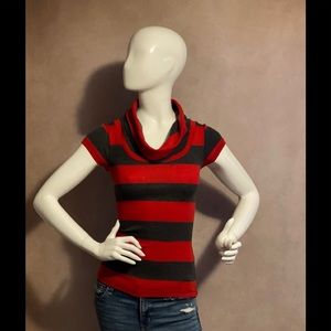 Stripe Scarf Collar Top